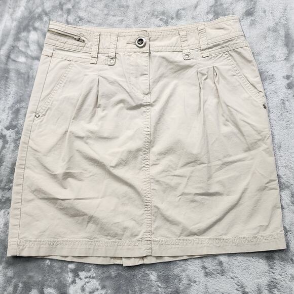 Style&Co Skirt Womens 10P PETITE Tan Khaki Pleated Mini Pencil Zip Pocket Preppy - Picture 1 of 9